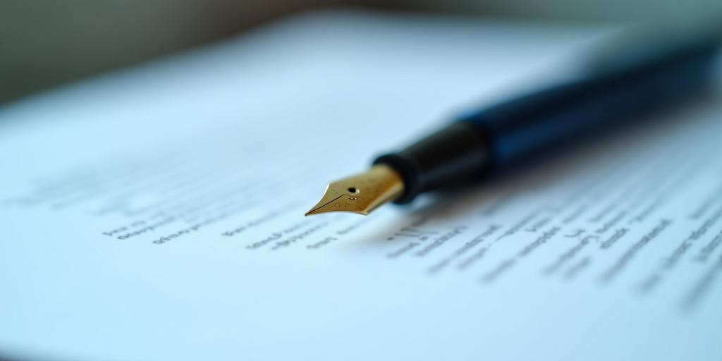 Close up of a luxury fountain pen on a legal document